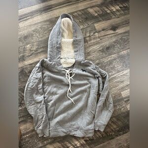Victoria's Secret Pink Gray Hoodie with Sherpa Lining